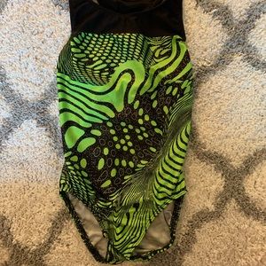 Green and black design with sparkles Leotard
